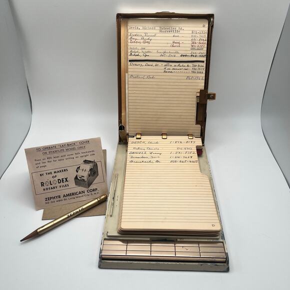 Vintage 1950's Autodex Address Book Zephyr Atomic MCM Rolodex Style - Picture 1 of 14